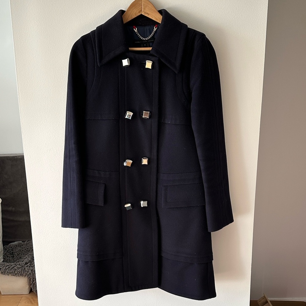 Marc By Marc Jacobs Small Navy Double Breasted Wool Pea Coat